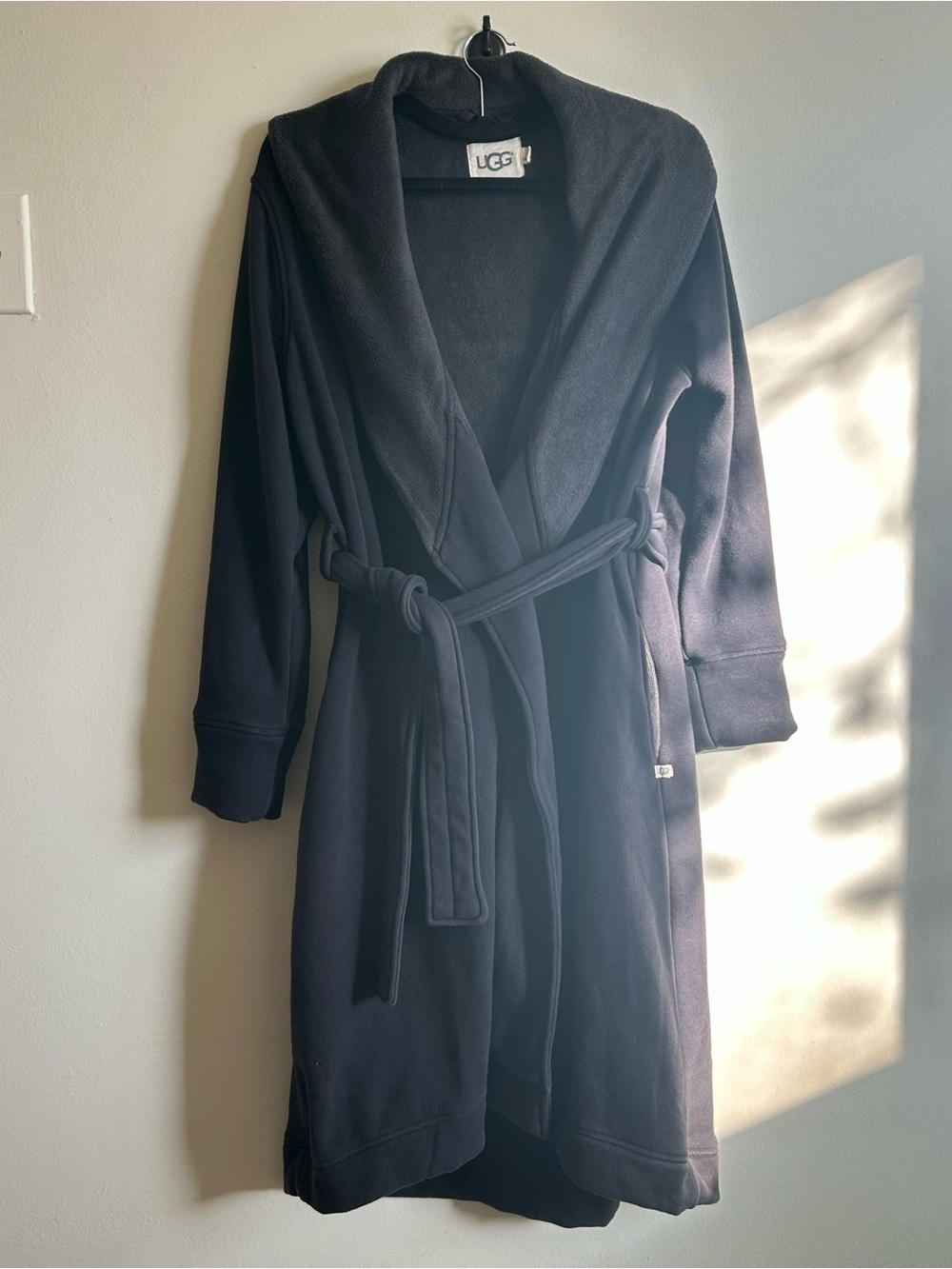 UGG Women's Navy Fleece Robe Coat with Shawl Collar